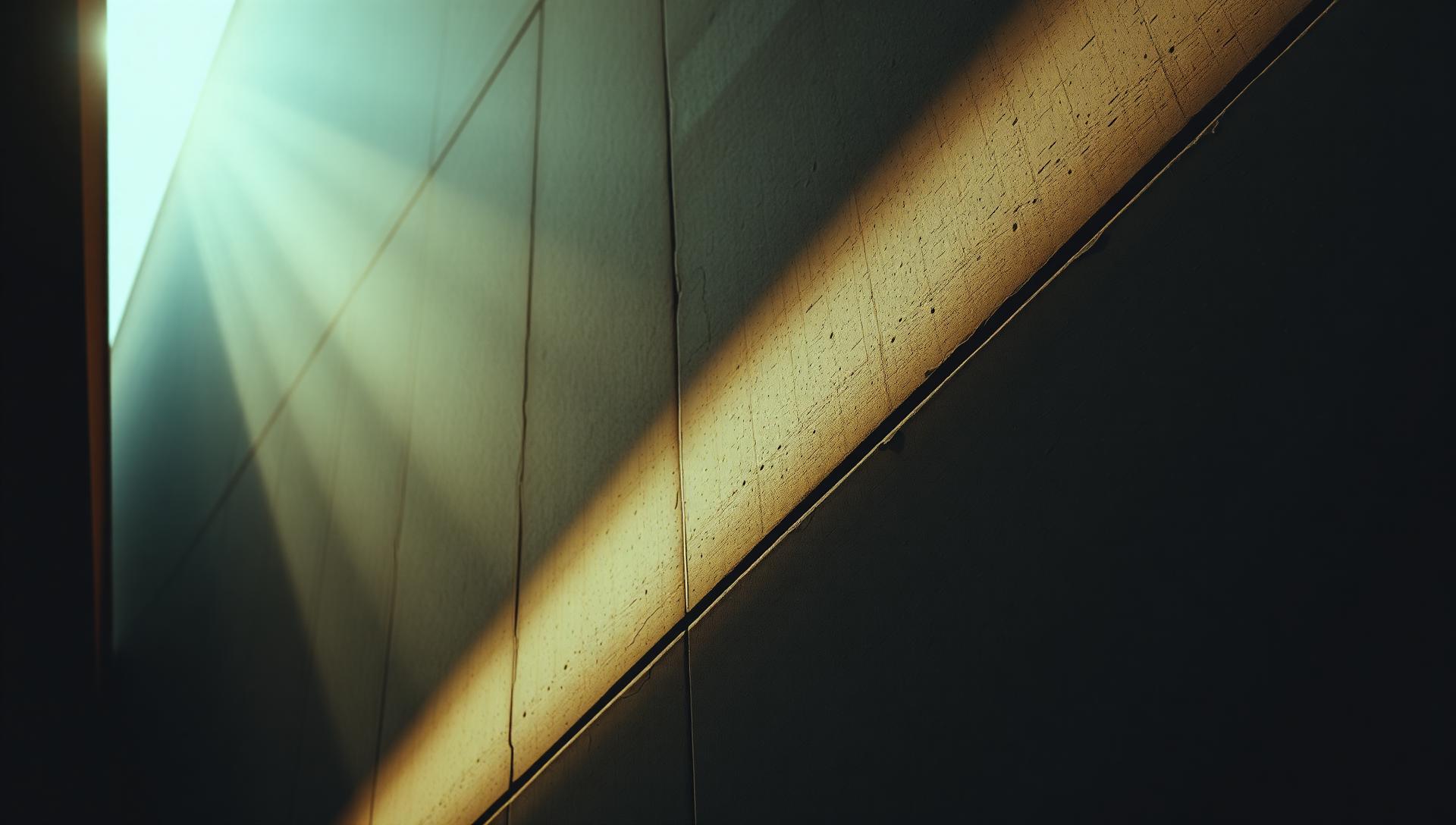 Architectural concrete wall lit by warm directional sunlight